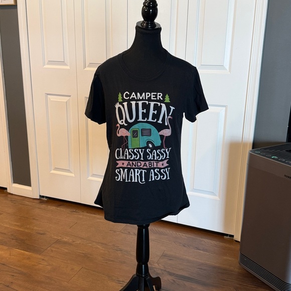 Port and Company Black Camper Queen Kids T-Shirt - Picture 4 of 6